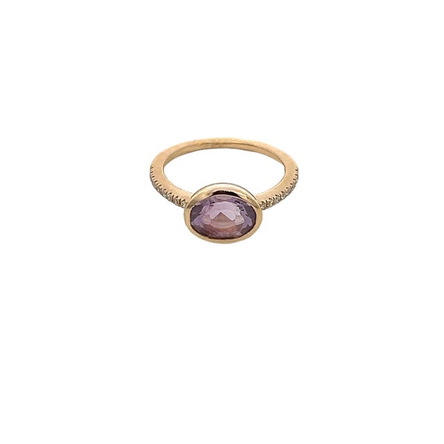 Natural Amethyst Diamond Ring Size 6.5 14k Y Gold 1.87 TCW Certified For Sale - Image 4 of 11