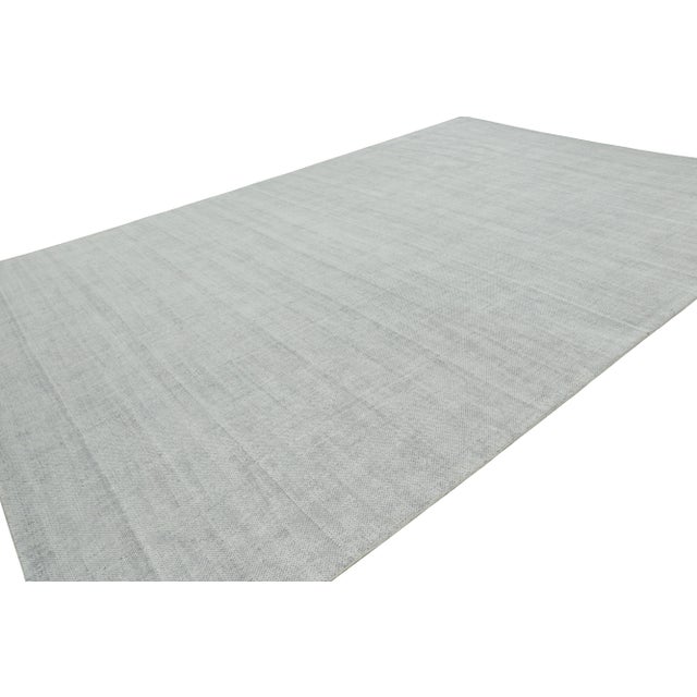 Modern Rug & Kilim’s Oversized Textural Rug in Light Gray and Blue Tones & Striae -13x17 For Sale - Image 3 of 7