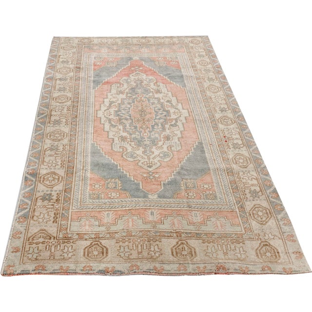 1940s Vintage Turkish Oushak Area Rug 3ft 10in X 5ft 6in For Sale - Image 5 of 8