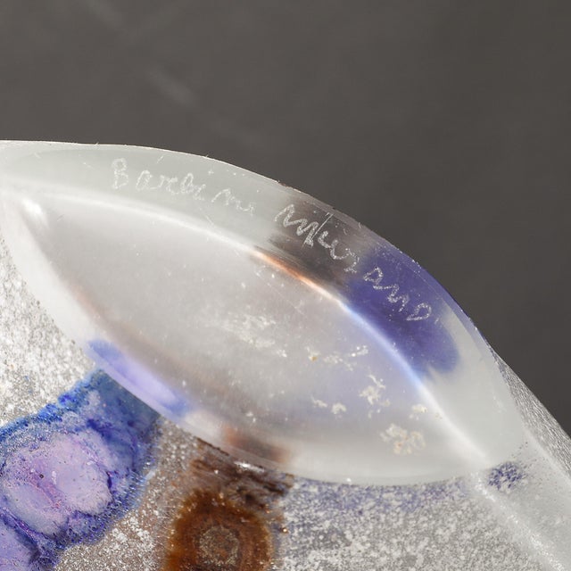 Mid-Century Modernist Hand-Blown Murano Scavo Glass Vase Signed Alfredo Barbini For Sale - Image 12 of 12