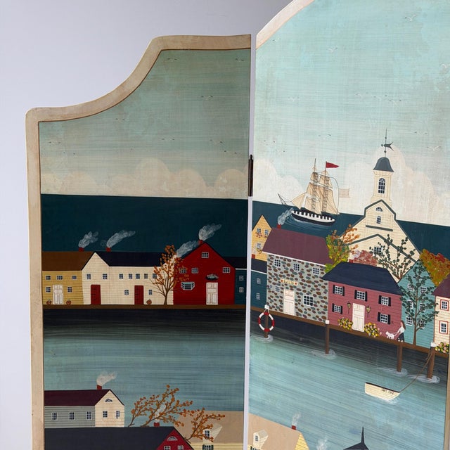 Hand Painted Antique Folk Art Screen by Sandi Wickersham Resnick For Sale In Chicago - Image 6 of 11