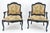 French Provincial Quality Carved Tapestry Upholstery Arm Fireside Chairs For Sale - Image 3 of 7