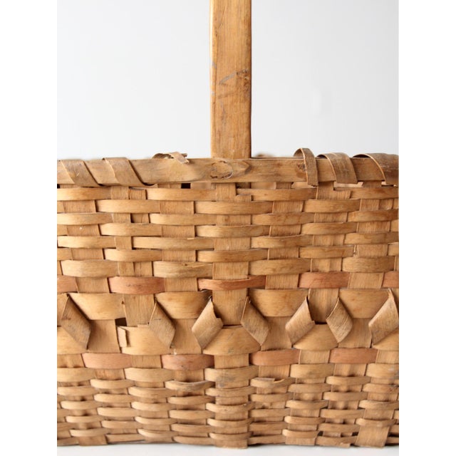 Antique Folk Art Splint Gathering Basket For Sale - Image 11 of 13