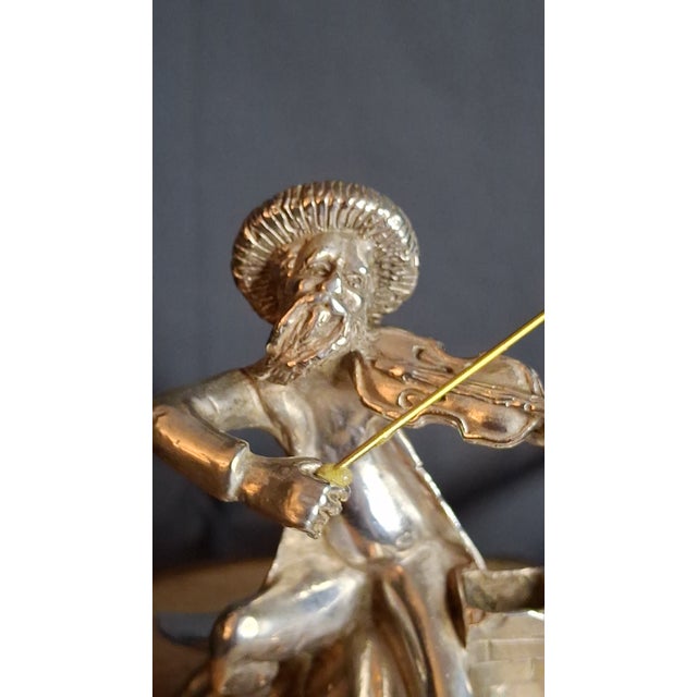 Silver Vintage Sterling Silver 925 Fiddler on the Roof Figurine on Marble Base 6.5" For Sale - Image 8 of 18