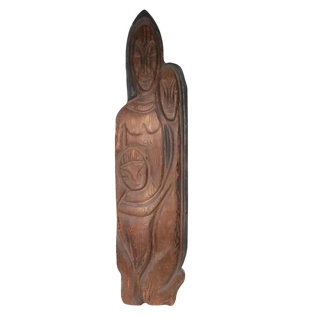 Mid 20th Century Mid Century Rustic Witco Carved Burnt Wood Sculpture For Sale In New York - Image 6 of 9
