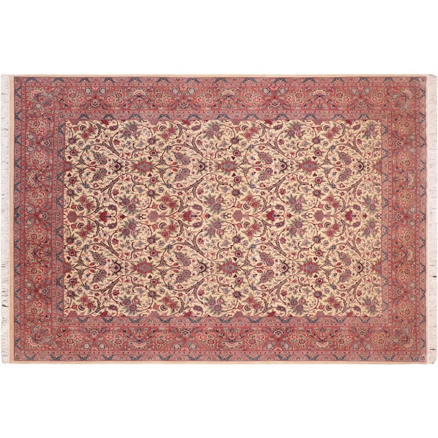 Beige Shabby Chic Floral 1990's Pak-Persian Beige/Pink Wool Rug - 8'2'' X 11'0'' For Sale - Image 8 of 9
