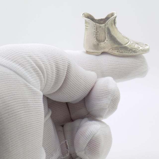 Renaissance Vintage Italian Handmade Genuine Silver Renaissance Shoe Dollhouse Miniature For Sale - Image 3 of 10