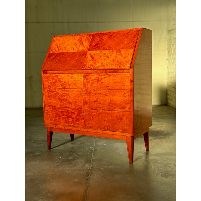 Vintage Secretaire in Elm/Burr Wood, 1950s For Sale - Image 6 of 6