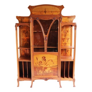 Art Nouveau Display Music Cabinet by Emile Gallé, France, 1905 For Sale
