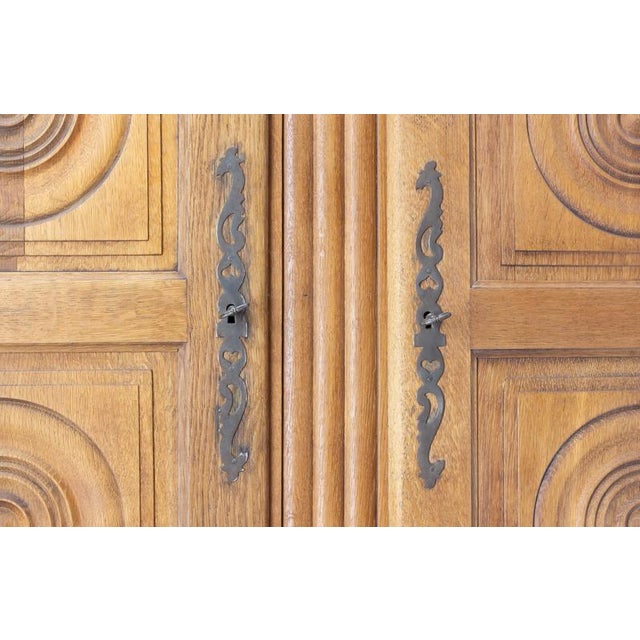 1960s Vintage Carved Oak Cabinet, France, 1960 For Sale - Image 5 of 13