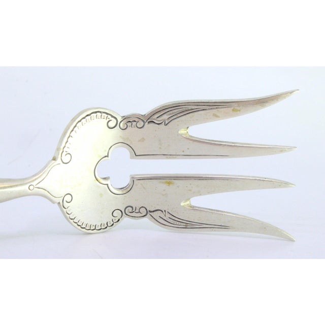 Silver Fish Serving Fork with Floral Motifs in Relief on the Handle For Sale - Image 5 of 8