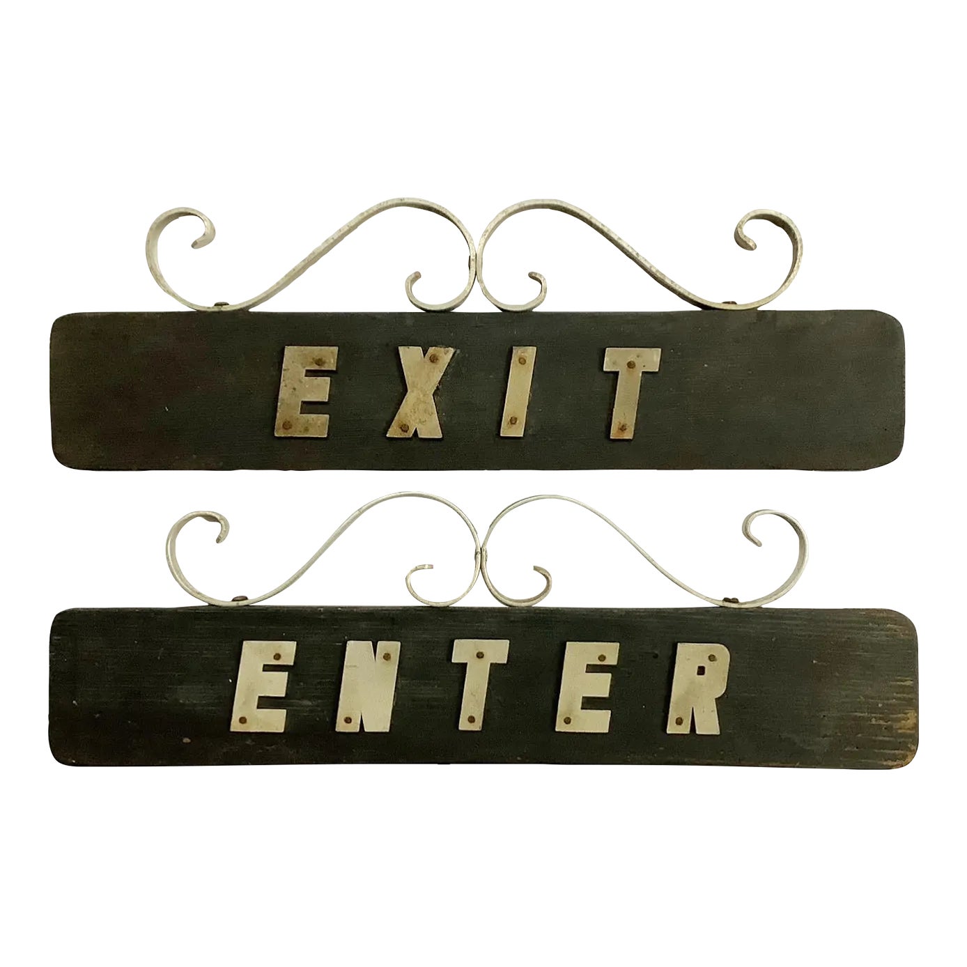 Mid-Century Exit and Enter Signs, Pair | Chairish