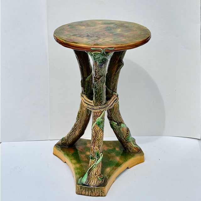 George Jones & Sons George Jones Majolica Faux Bois Drinks Table or Garden Seat, England Circa 1878 For Sale - Image 4 of 17