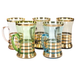 Vintage Gilded Glasses - Set of 5 For Sale