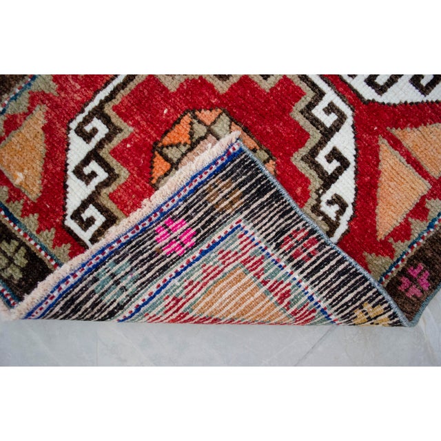 Ruby Red 1970s Hand Knotted Small Turkish Rug Door Mat Mini Rug Bath Mat Enry Decor - 1'9" X 2'8" For Sale - Image 8 of 14
