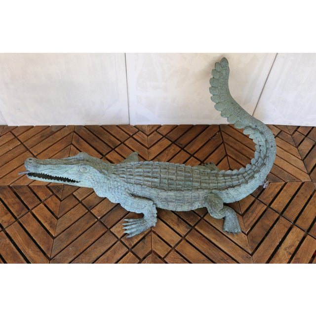 1970s Vintage Bronze Crocodile Garden Fountain Sculpture, Circa 1970s For Sale - Image 5 of 18