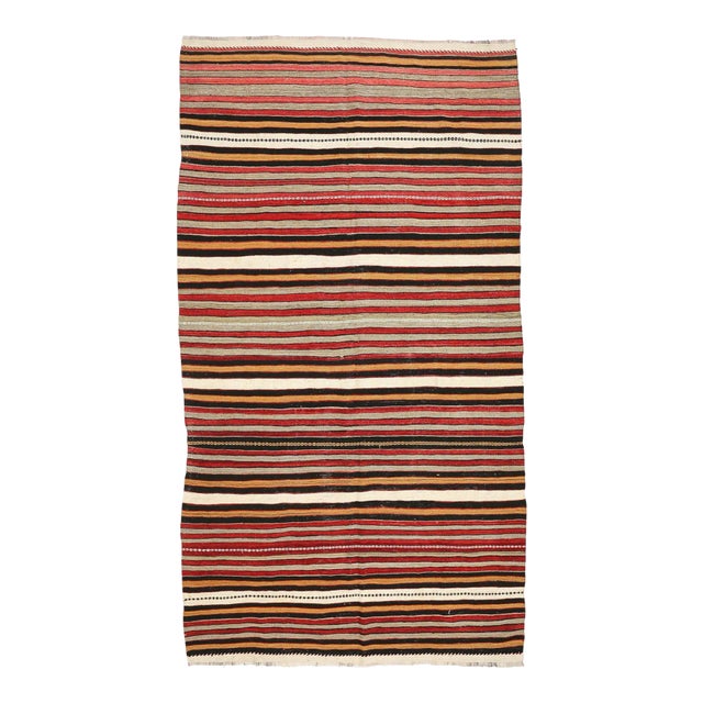 Mid 20th Century Striped Turkish Vintage Kilim Rug For Sale