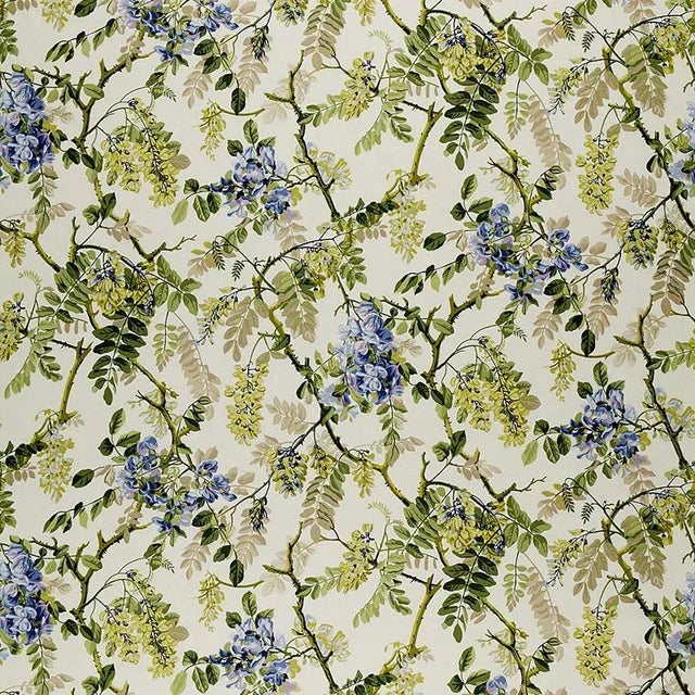 Sample- Schumacher Wisteria Vine Fabric in Periwinkle For Sale