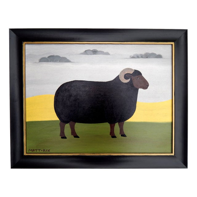 Matt Rix, The Black Ram, 2000s, Oil Painting on Board, Framed For Sale