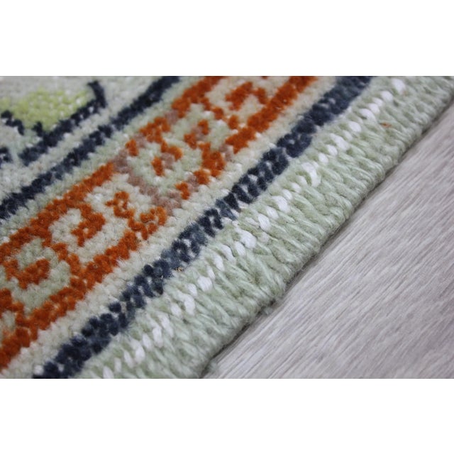 1950s Chinese Art Deco Vintage Handmade Floral Desing Natural Wool Area Rug For Sale - Image 10 of 13