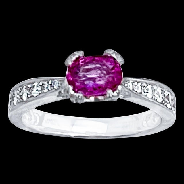 1 Ct Natural Pink Sapphire & 1.25 Ct Diamond Ring in Platinum For Sale - Image 18 of 18