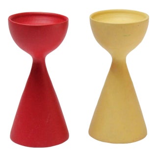 Petite Set of Two Danish Modern Sculptural Candlesticks For Sale