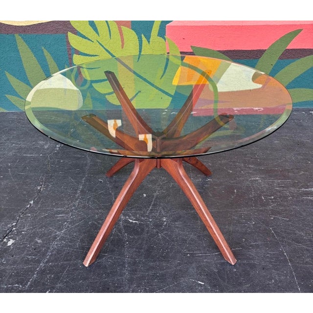 Mid-Century Modern Mid Century Walnut Glass Occasional Table in the Style of Adrian Pearsall For Sale - Image 3 of 7