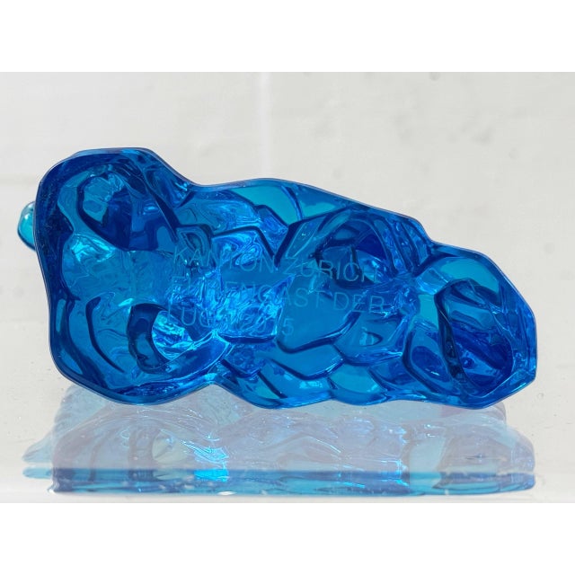Blue Blue Lead Crystal Lion by Princess House, 2015 For Sale - Image 8 of 9