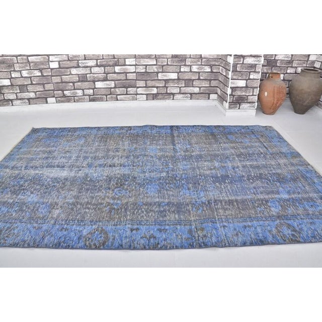 Blue Vintage Anatolian Wool Carpet For Sale - Image 4 of 10
