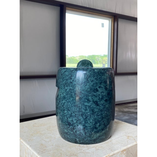 Green Georges Briard Green Marble Lidded Ice Vessel Bucket For Sale - Image 8 of 12