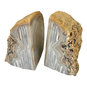 Polished Agate Geode Bookends or Decorative Objects - A Pair