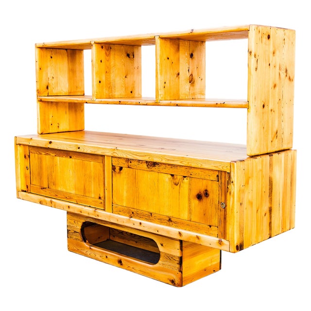 Restored 1970s Studio Made Solid Pine Credenza or Media Console For Sale