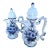 1980s Blue & White Coffee & Tea Pot Set For Sale
