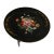 Victorian Antique Early 20th English Victorian Style Tole Table Tray Round With Foldable Black Wood Base, the Set For Sale - Image 3 of 8