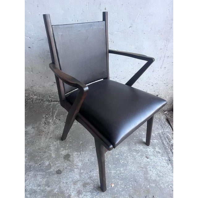 Mid-Century Armchairs in Dark Wood and Brown Upholstery, 1960s, Set of 2 For Sale - Image 3 of 10
