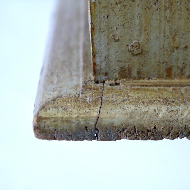 19th-Century European Provincial Carved Farinière / Salt Box in Original Sage Milk Paint For Sale - Image 16 of 17