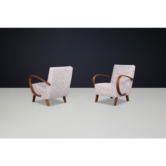Brown Upholstered Bentwood Lounge Chairs by Jindrich Halabala, 1940s, Set of 2 For Sale - Image 8 of 11