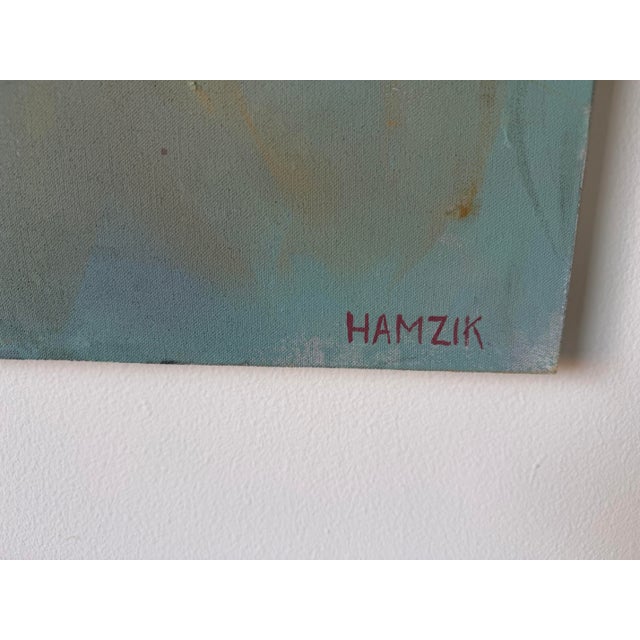 Large Vintage Abstract Figurative Acrylic Painting on Canvas by Hamzik For Sale - Image 10 of 11