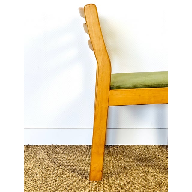 Vintage Beechwood and Green Corduroy Dining Chairs, 1960s, Set of 4 For Sale - Image 15 of 18