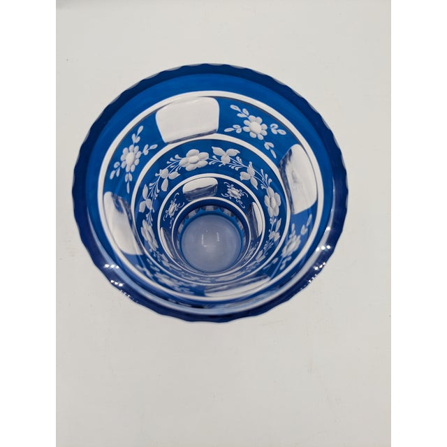 Blue Late 19th Century Cobalt Blue Czech Bohemian Cut Glass Vase For Sale - Image 8 of 10