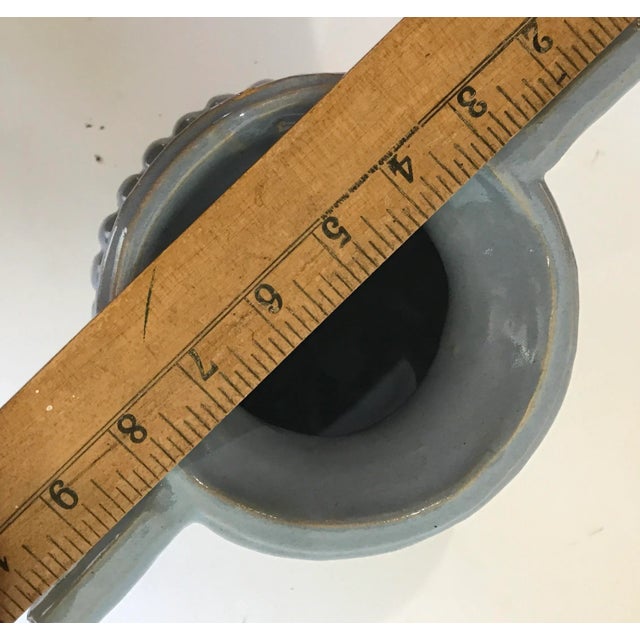 Sky Blue Turquoise Pottery Urn Majolica Vase For Sale - Image 8 of 9