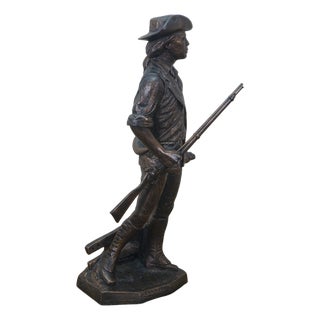 1987 Terrance Patterson Bronze Patinated Terracotta Concord Minute Man Statue For Sale