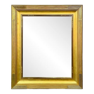 Hollywood Regency, Custom Rectangular Mirror, Carved Giltwood, Water Gilt, Mirror, Usa, 21st C. For Sale