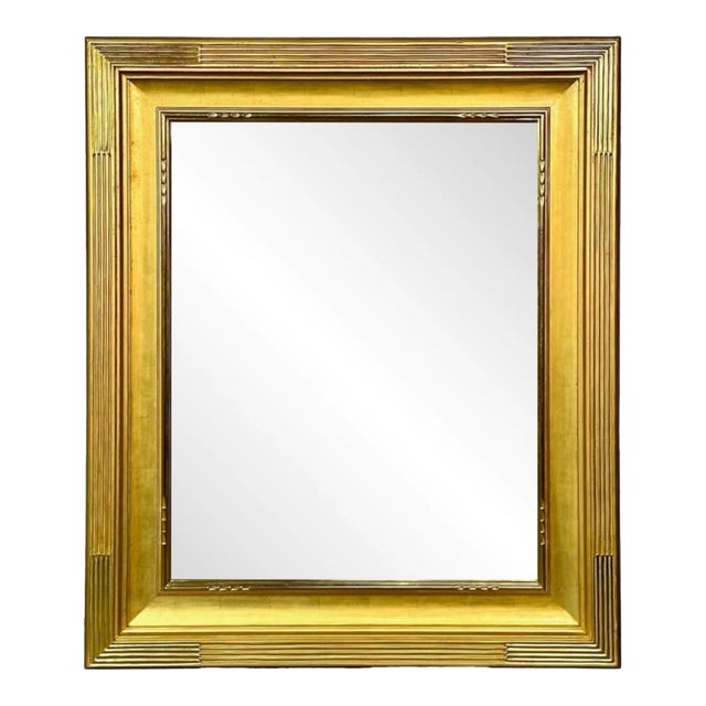 Hollywood Regency, Custom Rectangular Mirror, Carved Giltwood, Water Gilt, Mirror, Usa, 21st C. For Sale