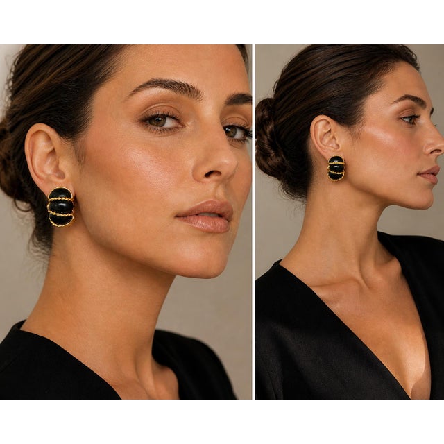 Vintage Seaman Schepps 18k Gold and Carved Wood Statement Clip Earrings, A Pair For Sale - Image 15 of 15
