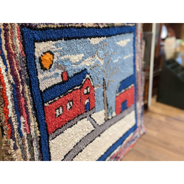 Textile Vintage Folk Art Hand Hooked Rag Mat c.1940 For Sale - Image 7 of 7