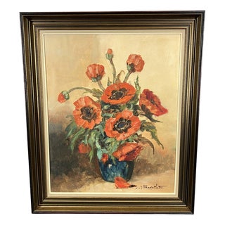 Unknown, Floral Still Life, Canvas, Framed For Sale