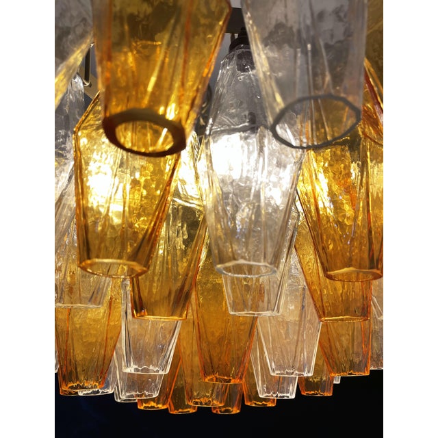 Amber & Clear Poliedri Murano Glass Ceiling Light, 1990s For Sale - Image 16 of 18