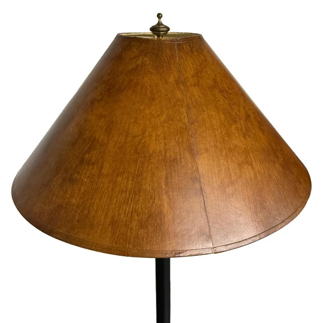 Traditional Vintage 1980s Wildwood Traditional Burl Wood Floor Lamp – Heavy Turned Base, Elegant Conical Shade For Sale - Image 3 of 9