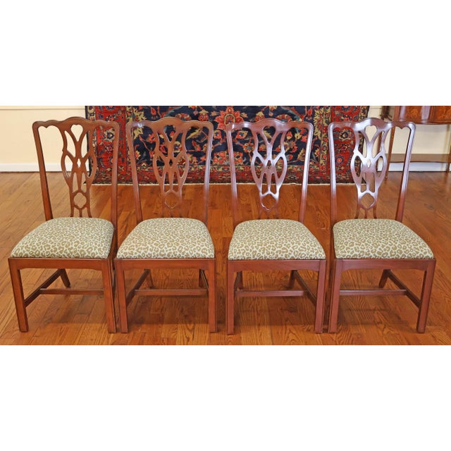 Wood Set of 8 Mahogany Chippendale Style Dining Chairs by Harden For Sale - Image 7 of 11